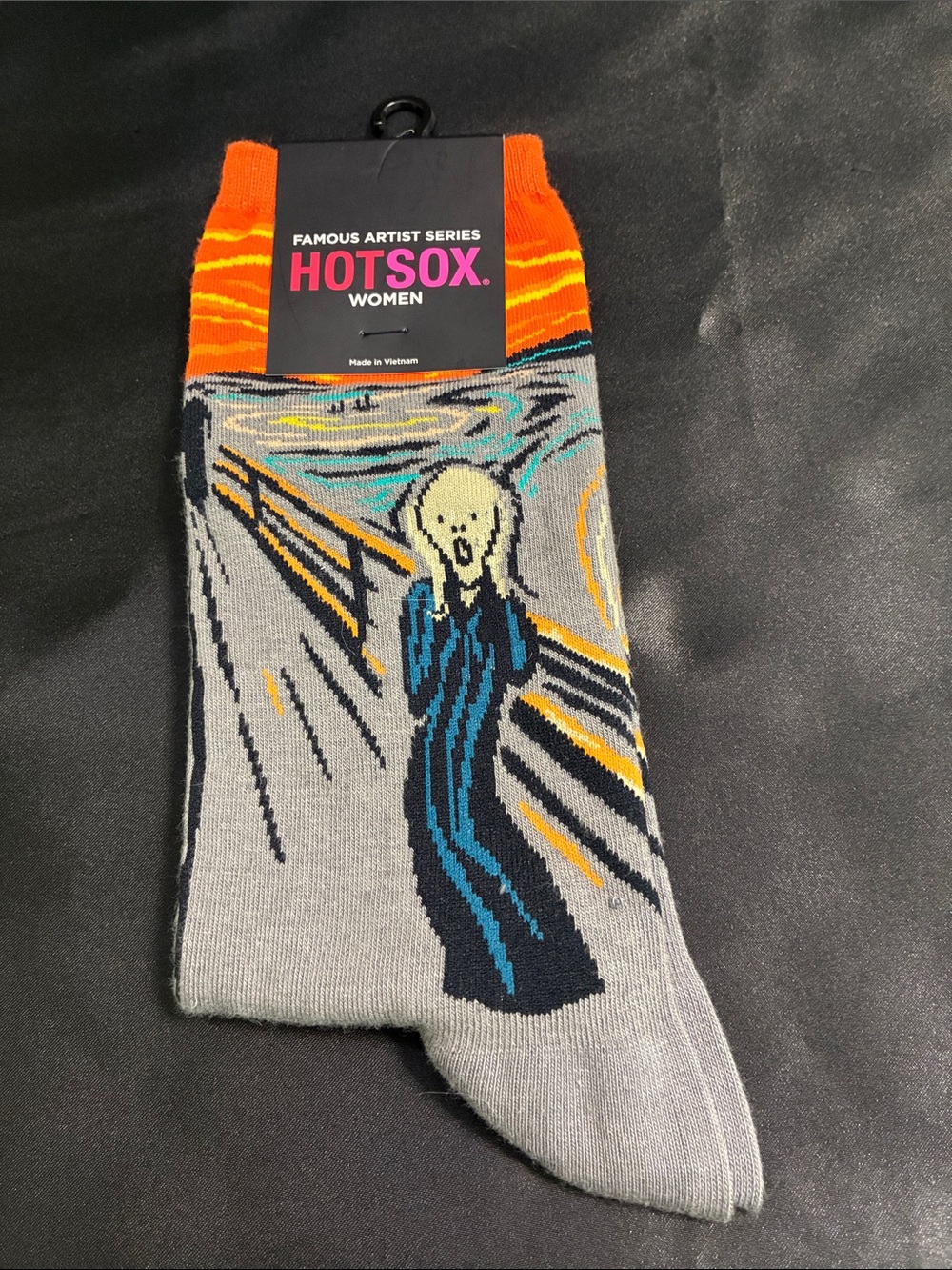 Hot Sox Women’s The Scream Crew Socks - Gray, Orange & Blue
